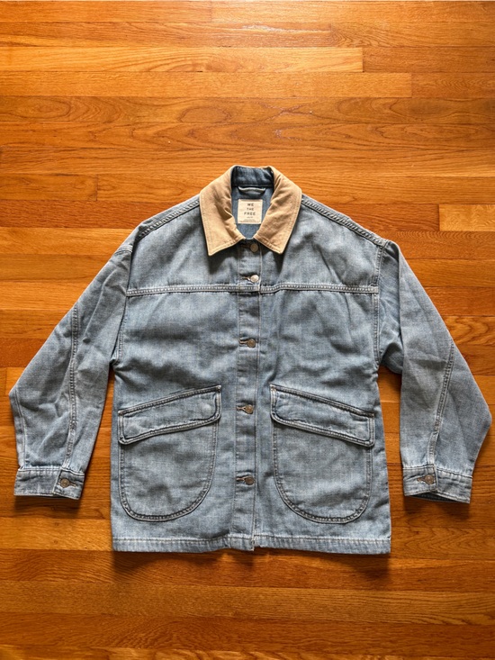 We The Free Jackets & Blazers - We The Free light blue denim jacket with tan collar